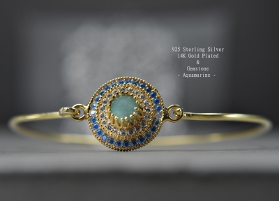 925 Silber Zirkonia Armband  Edelstein Blau Aquamarin  Geburtsstein März Brautschmuck Armreif Schmucksets für Hochzeiten Handmade